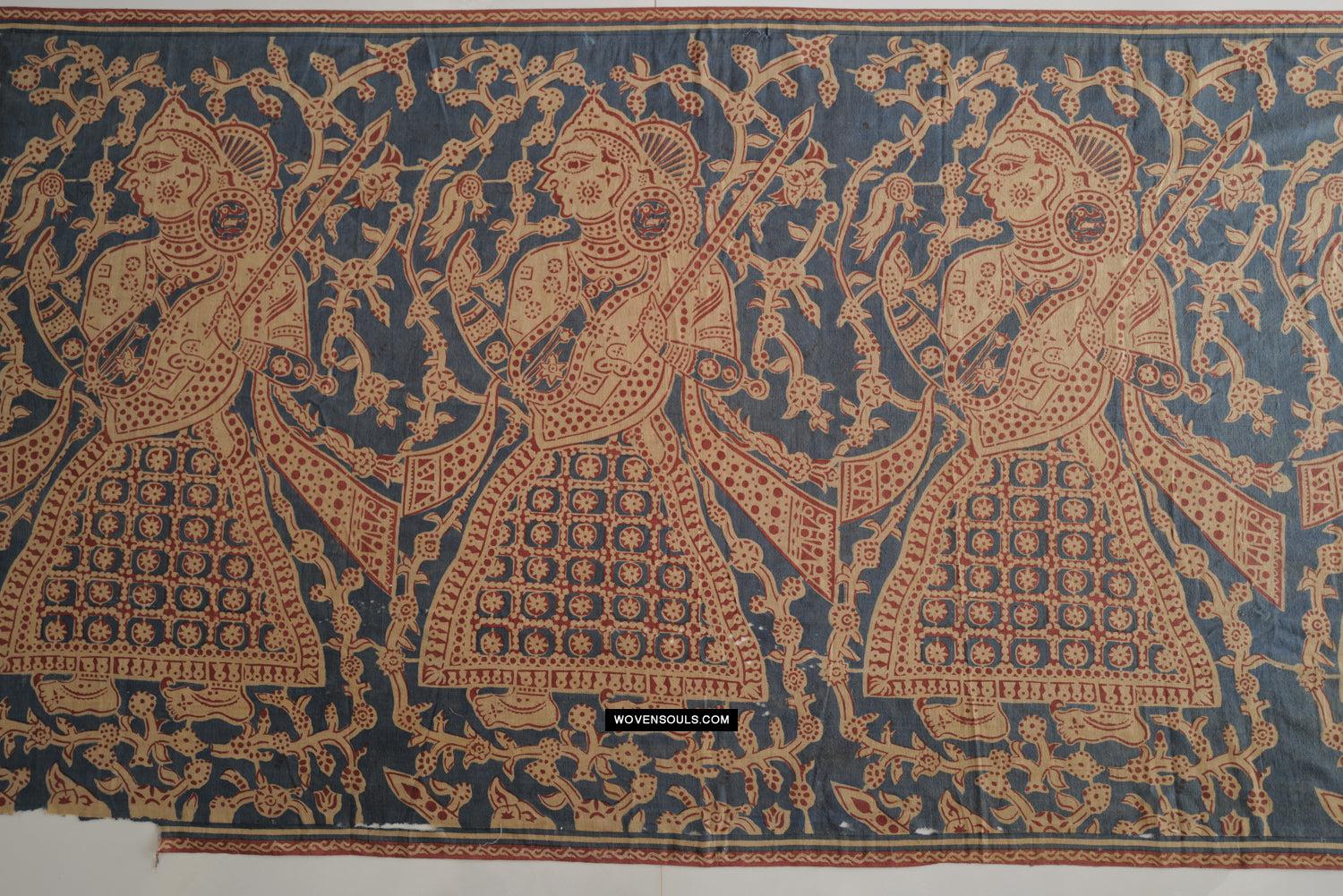 1641 SOLD Large Gujarat Ceremonial Cloth with a Row of Female Musicians-WOVENSOULS Antique Textiles & Art Gallery