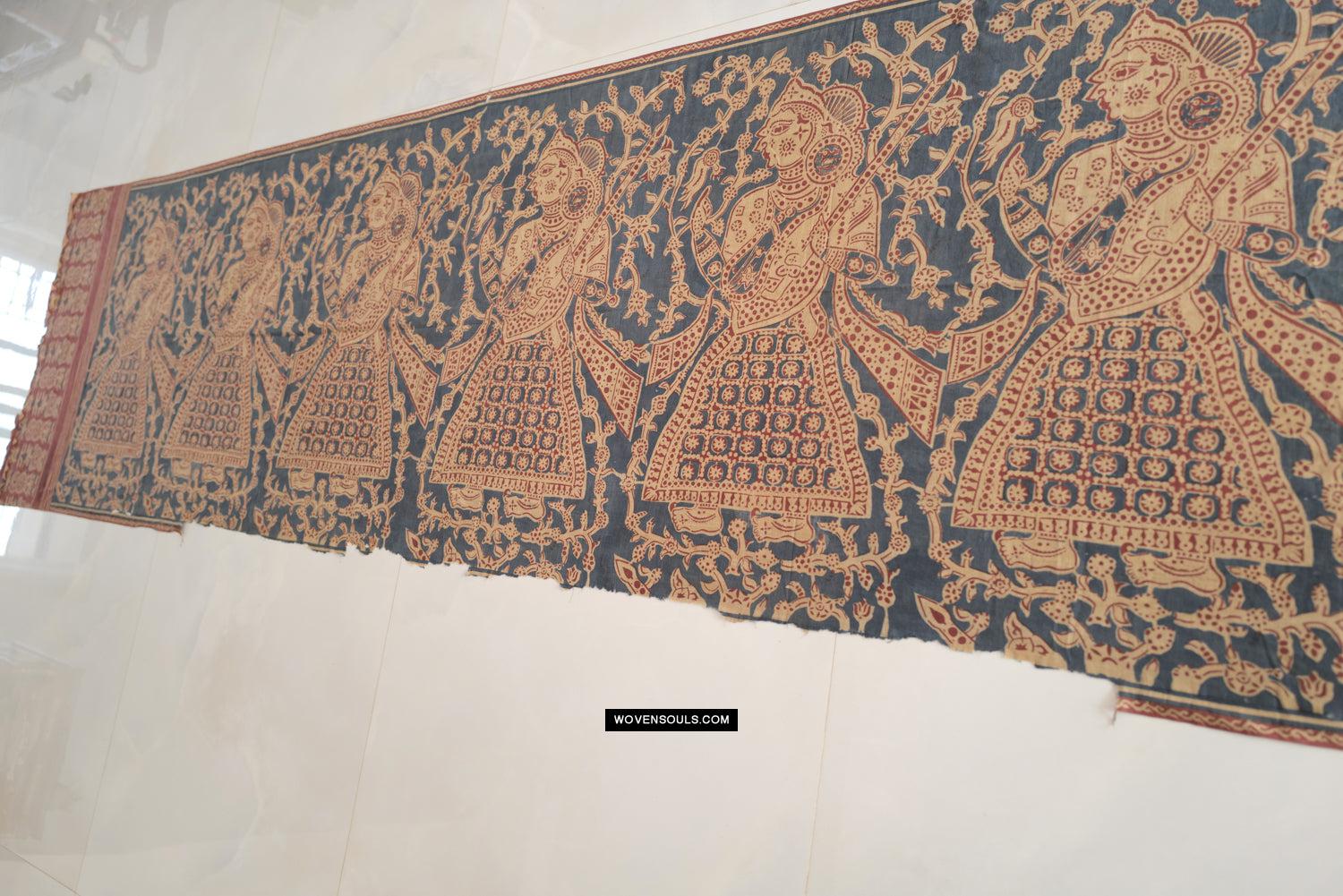 1641 SOLD Large Gujarat Ceremonial Cloth with a Row of Female Musicians-WOVENSOULS Antique Textiles & Art Gallery