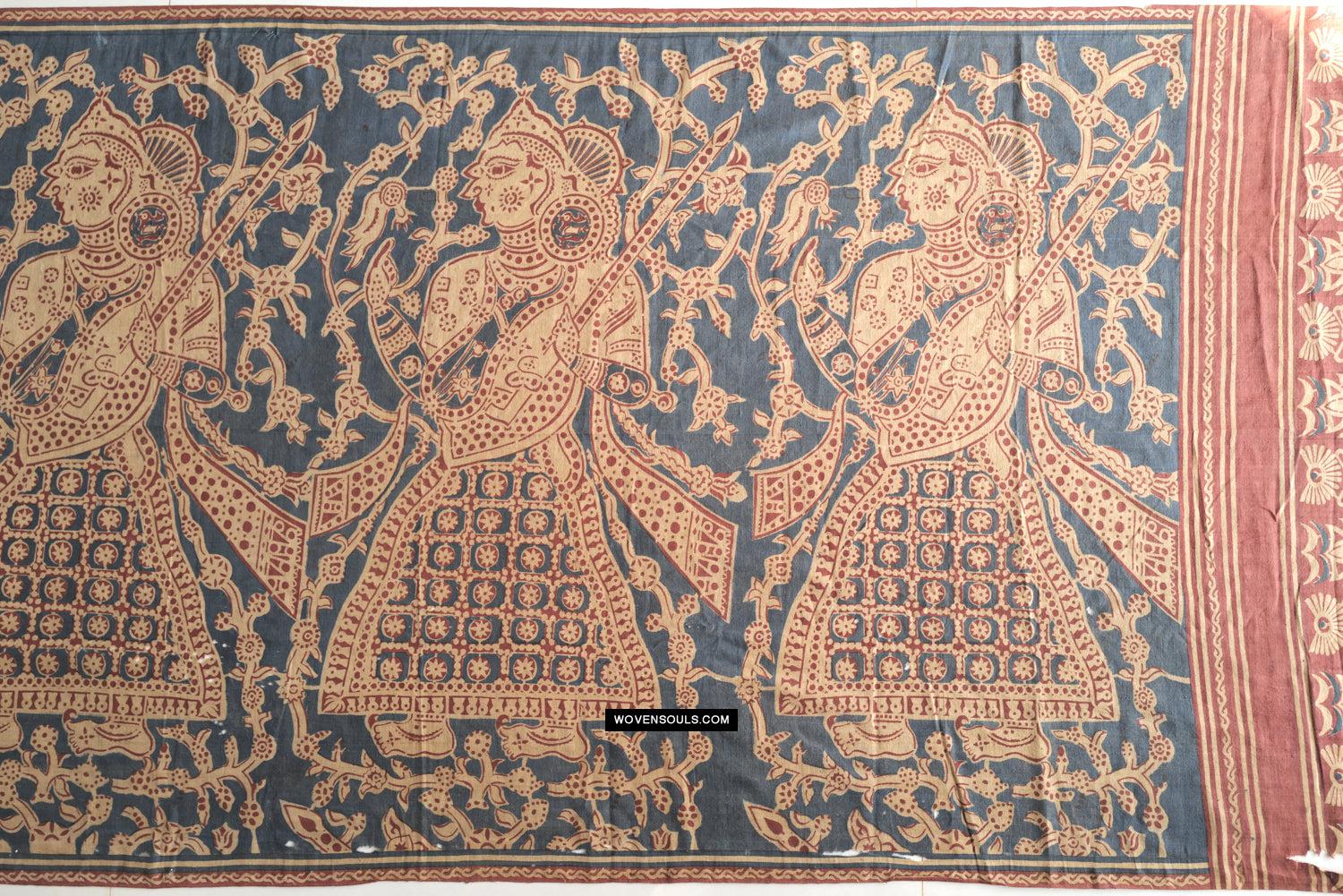 1641 SOLD Large Gujarat Ceremonial Cloth with a Row of Female Musicians-WOVENSOULS Antique Textiles & Art Gallery