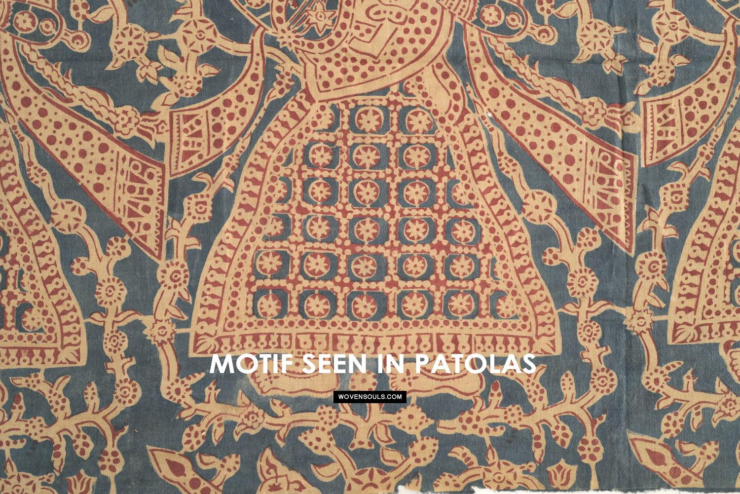 1641 SOLD Large Gujarat Ceremonial Cloth with a Row of Female Musicians-WOVENSOULS Antique Textiles & Art Gallery