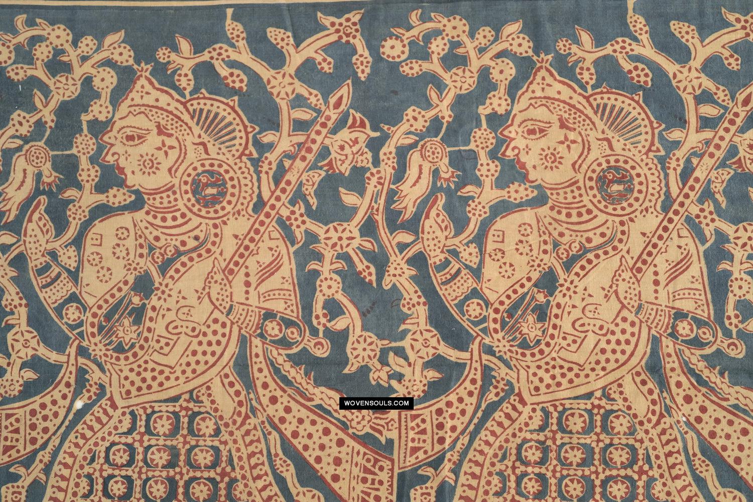 1641 SOLD Large Gujarat Ceremonial Cloth with a Row of Female Musicians-WOVENSOULS Antique Textiles & Art Gallery