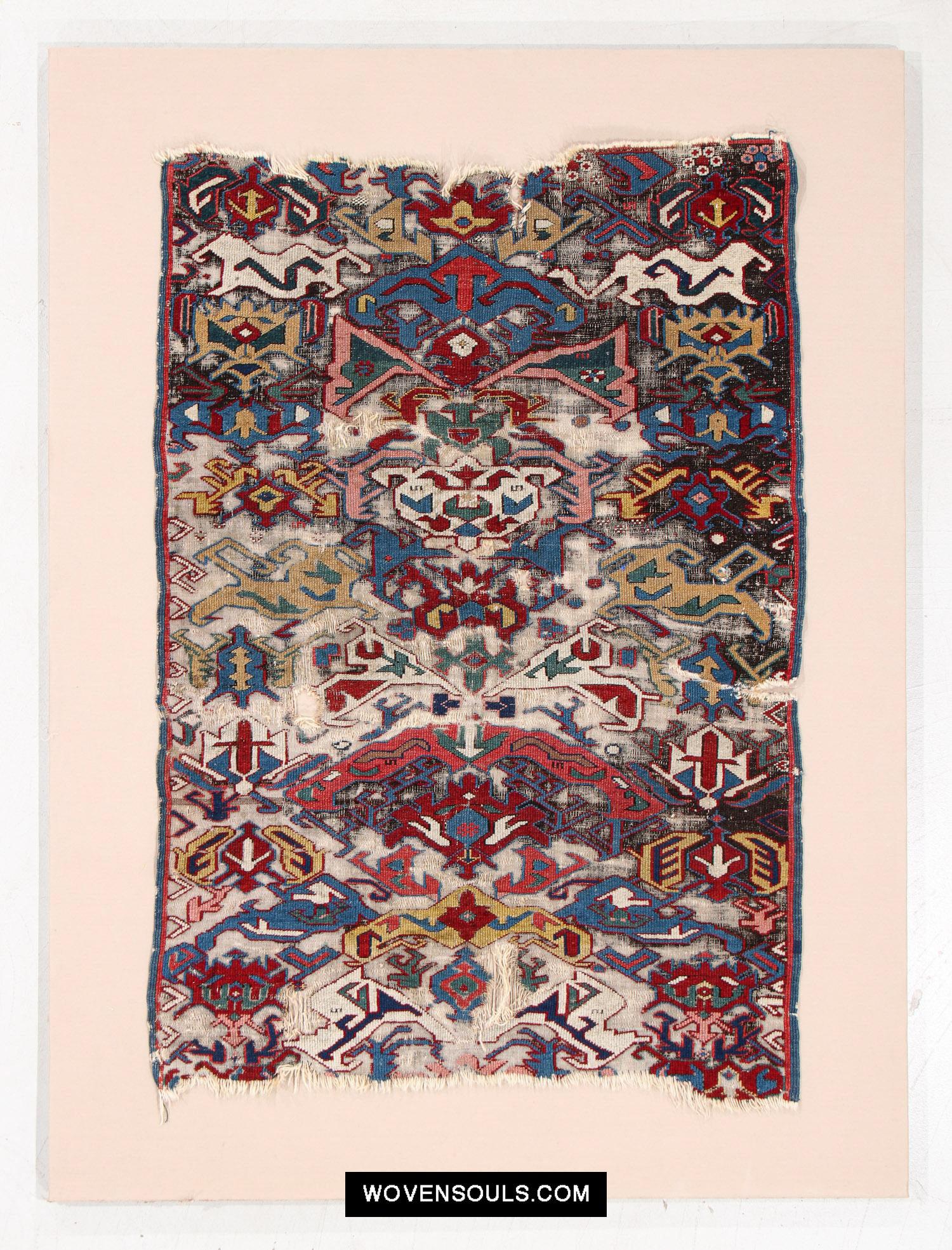 1643 Antique Karabagh / Kuba Rug Fragment w Dragon Elements-WOVENSOULS Antique Textiles & Art Gallery