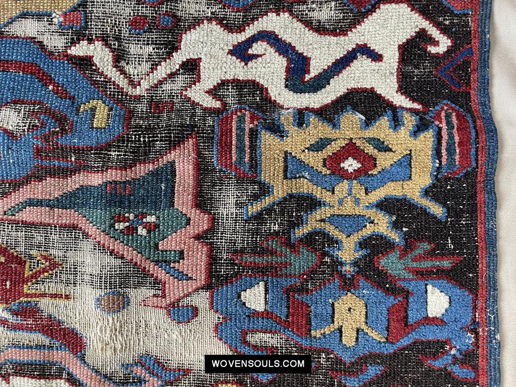 1643 Antique Karabagh / Kuba Rug Fragment w Dragon Elements-WOVENSOULS Antique Textiles & Art Gallery