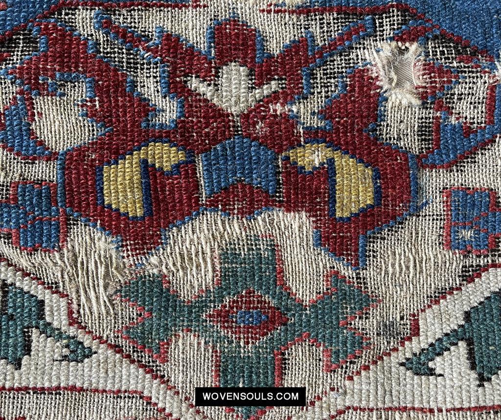 1643 Antique Karabagh / Kuba Rug Fragment w Dragon Elements-WOVENSOULS Antique Textiles & Art Gallery