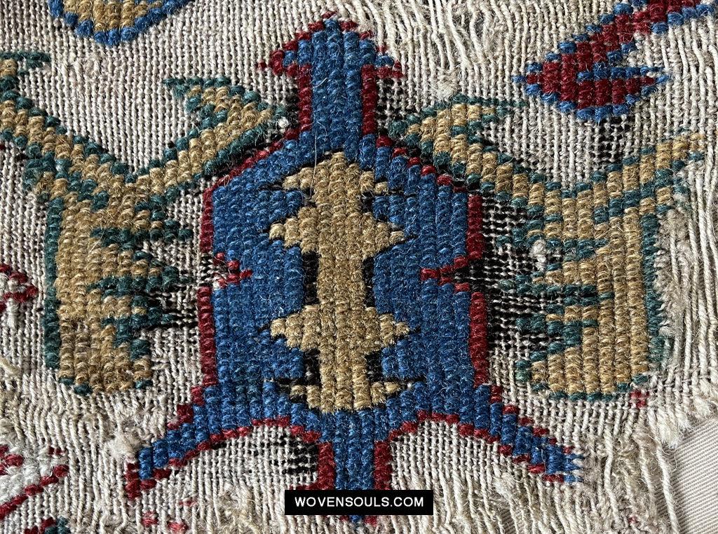 1643 Antique Karabagh / Kuba Rug Fragment w Dragon Elements-WOVENSOULS Antique Textiles & Art Gallery