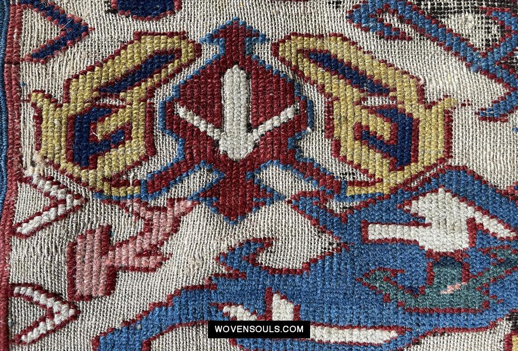 1643 Antique Karabagh / Kuba Rug Fragment w Dragon Elements-WOVENSOULS Antique Textiles & Art Gallery