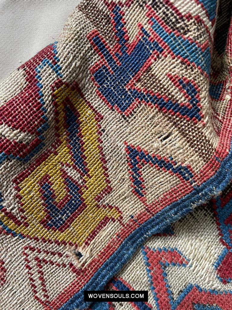 1643 Antique Karabagh / Kuba Rug Fragment w Dragon Elements-WOVENSOULS Antique Textiles & Art Gallery