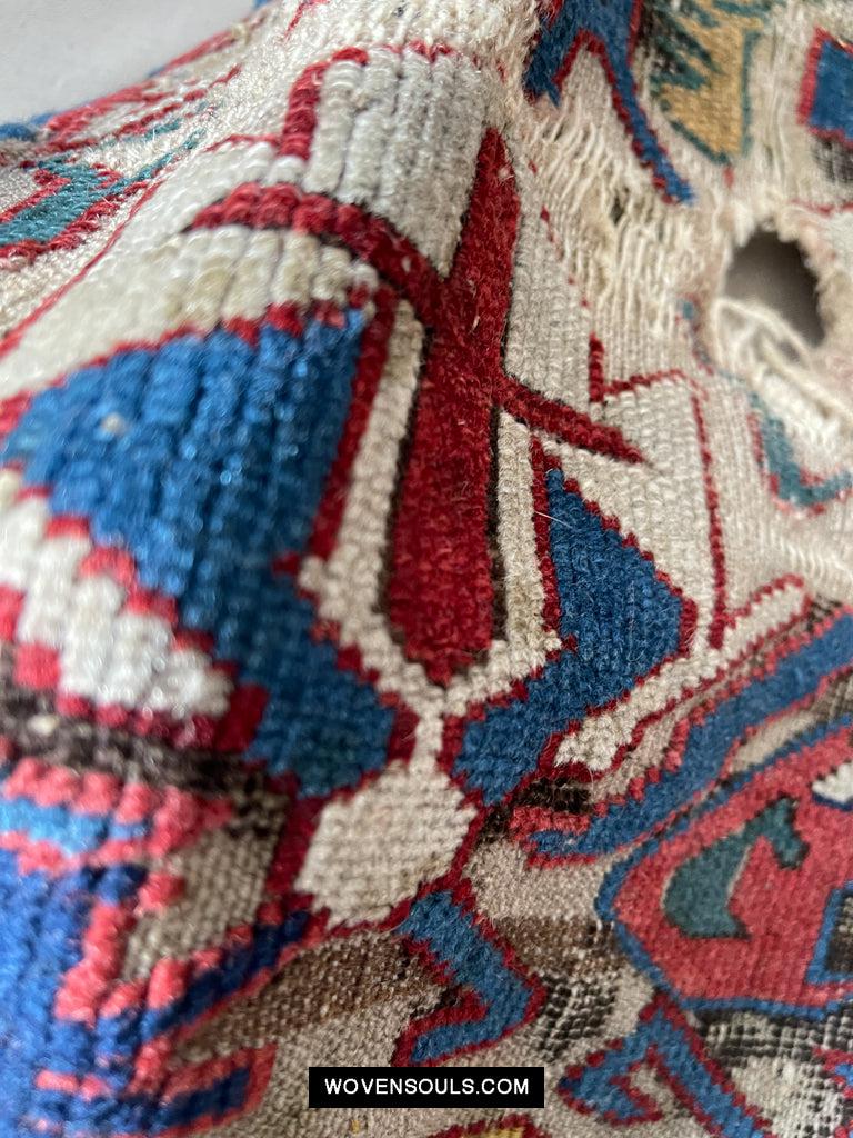 1643 Antique Karabagh / Kuba Rug Fragment w Dragon Elements-WOVENSOULS Antique Textiles & Art Gallery