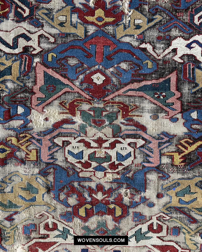 1643 Antique Karabagh / Kuba Rug Fragment w Dragon Elements-WOVENSOULS Antique Textiles & Art Gallery