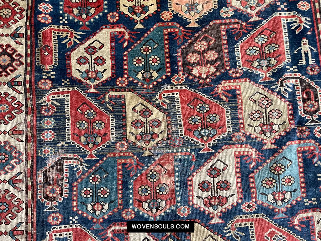 1645 Antique Gendge Boteh Rug with Figures-WOVENSOULS Antique Textiles & Art Gallery