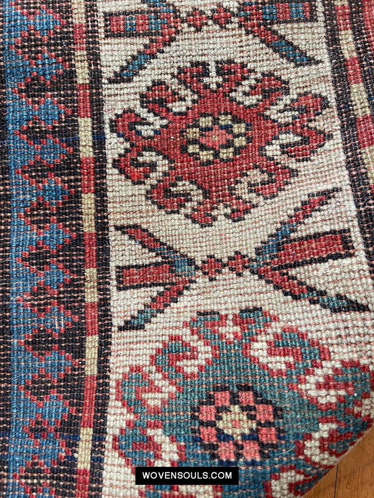 1645 Antique Gendge Boteh Rug with Figures-WOVENSOULS Antique Textiles & Art Gallery