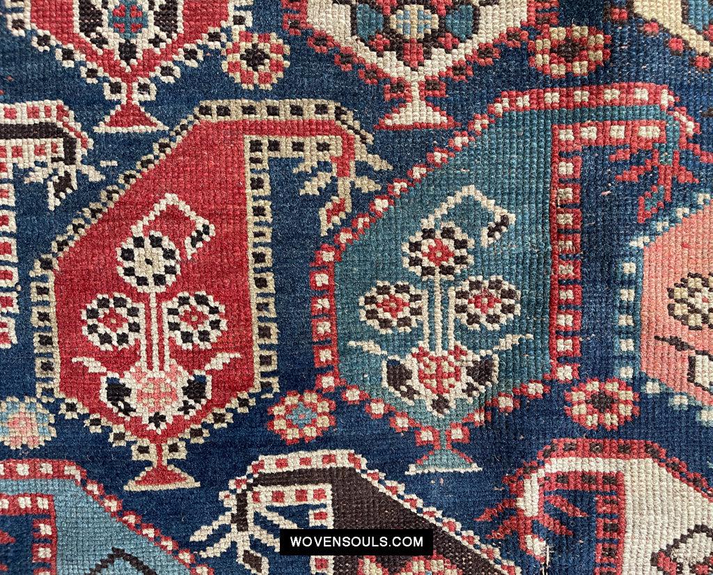 1645 Antique Gendge Boteh Rug with Figures-WOVENSOULS Antique Textiles & Art Gallery