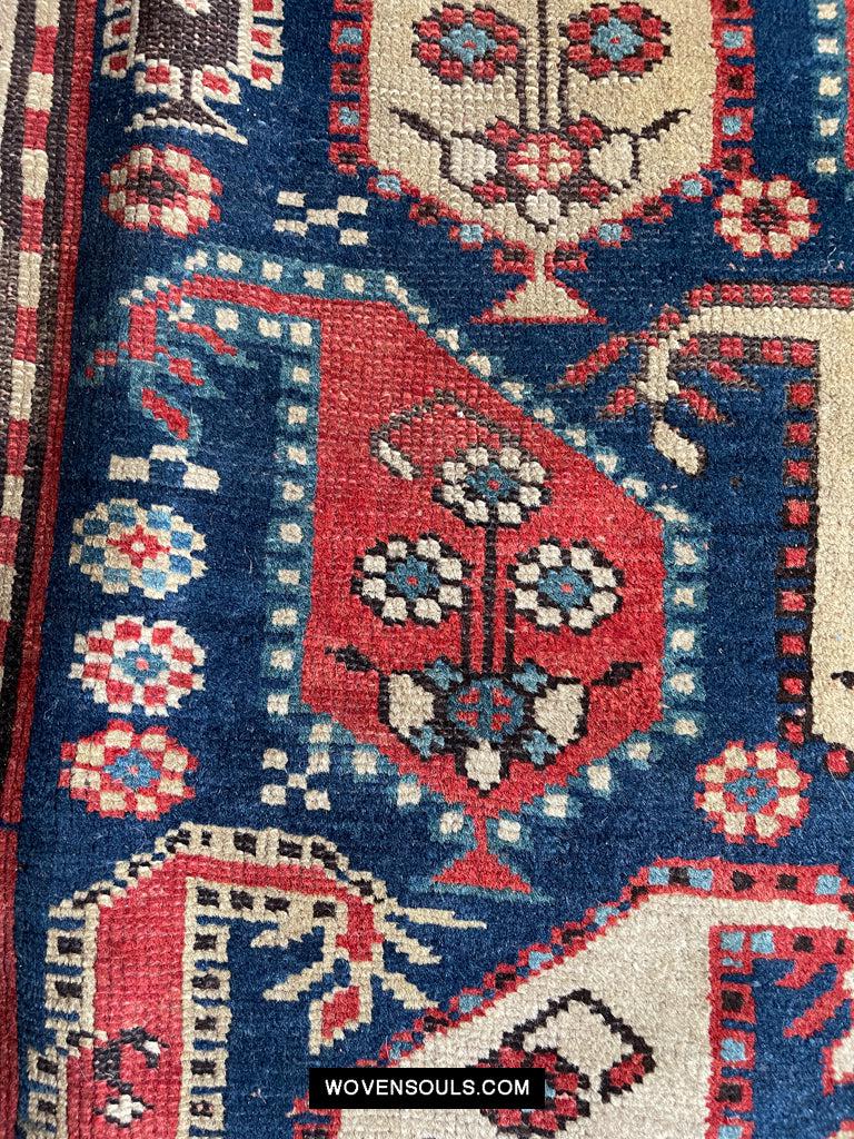 1645 Antique Gendge Boteh Rug with Figures-WOVENSOULS Antique Textiles & Art Gallery