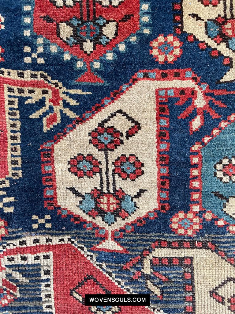 1645 Antique Gendge Boteh Rug with Figures-WOVENSOULS Antique Textiles & Art Gallery