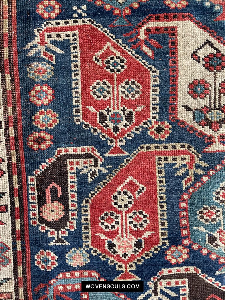 1645 Antique Gendge Boteh Rug with Figures-WOVENSOULS Antique Textiles & Art Gallery