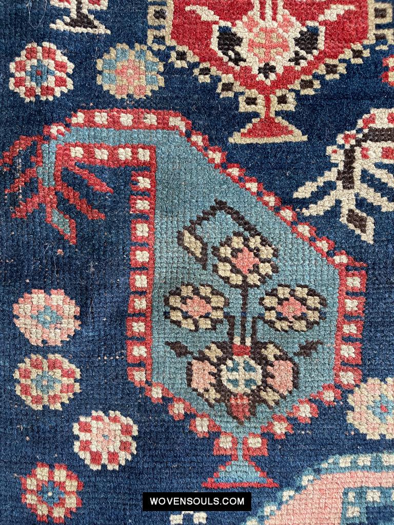 1645 Antique Gendge Boteh Rug with Figures-WOVENSOULS Antique Textiles & Art Gallery
