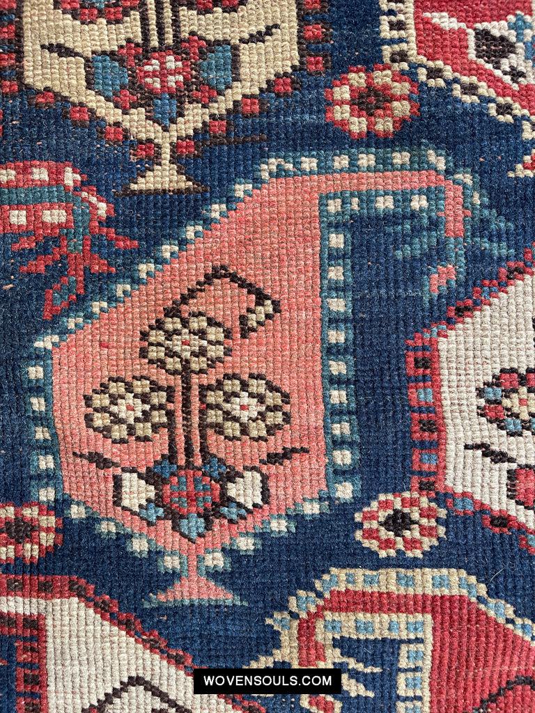 1645 Antique Gendge Boteh Rug with Figures-WOVENSOULS Antique Textiles & Art Gallery