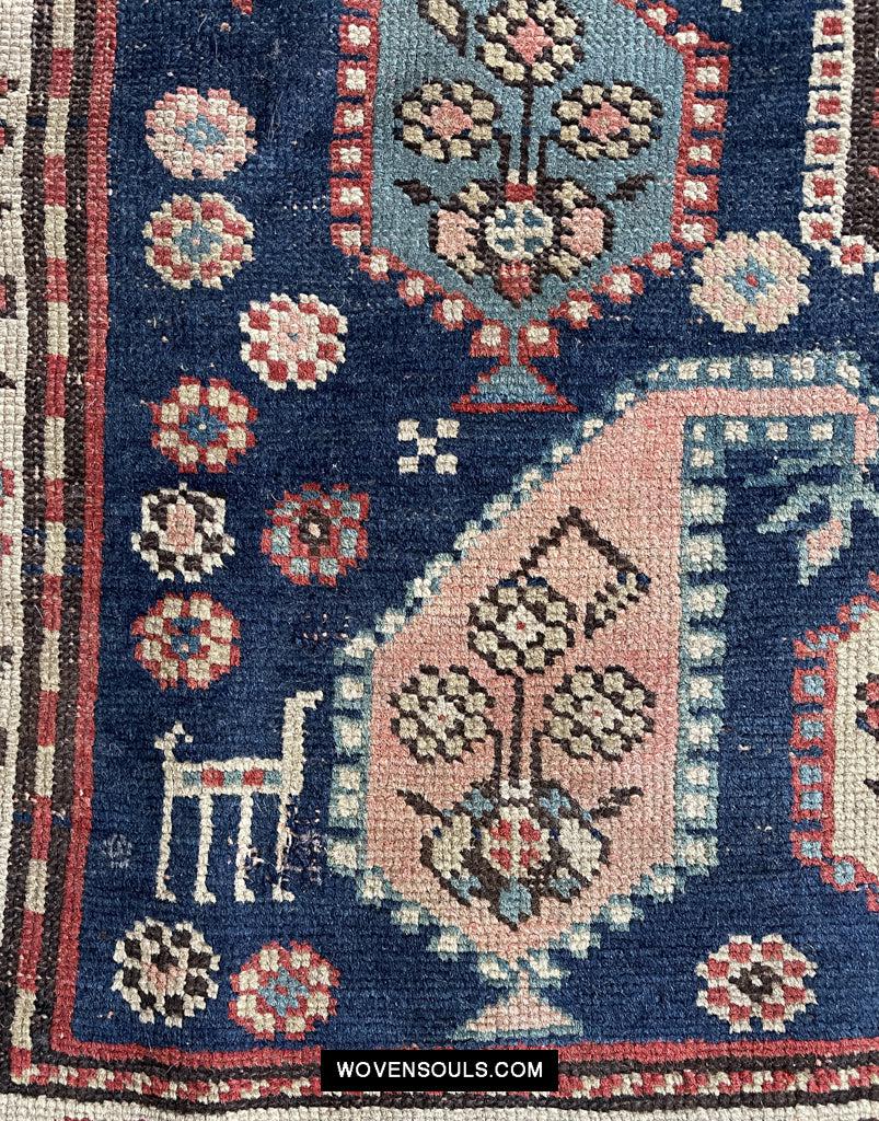 1645 Antique Gendge Boteh Rug with Figures-WOVENSOULS Antique Textiles & Art Gallery