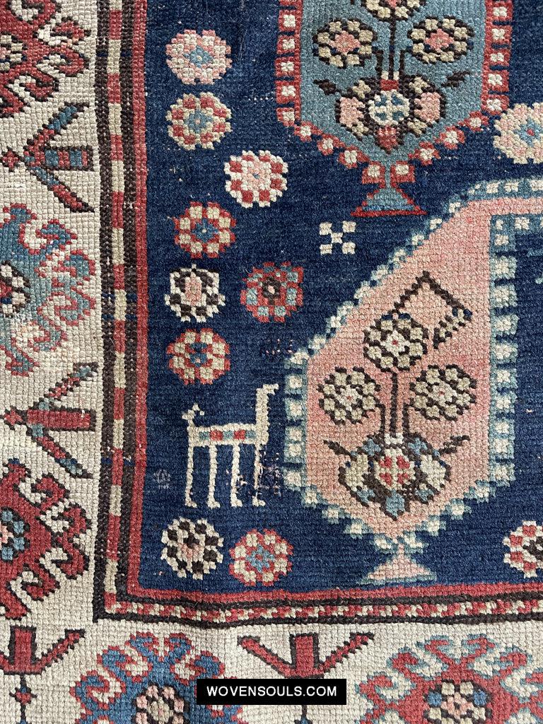 1645 Antique Gendge Boteh Rug with Figures-WOVENSOULS Antique Textiles & Art Gallery