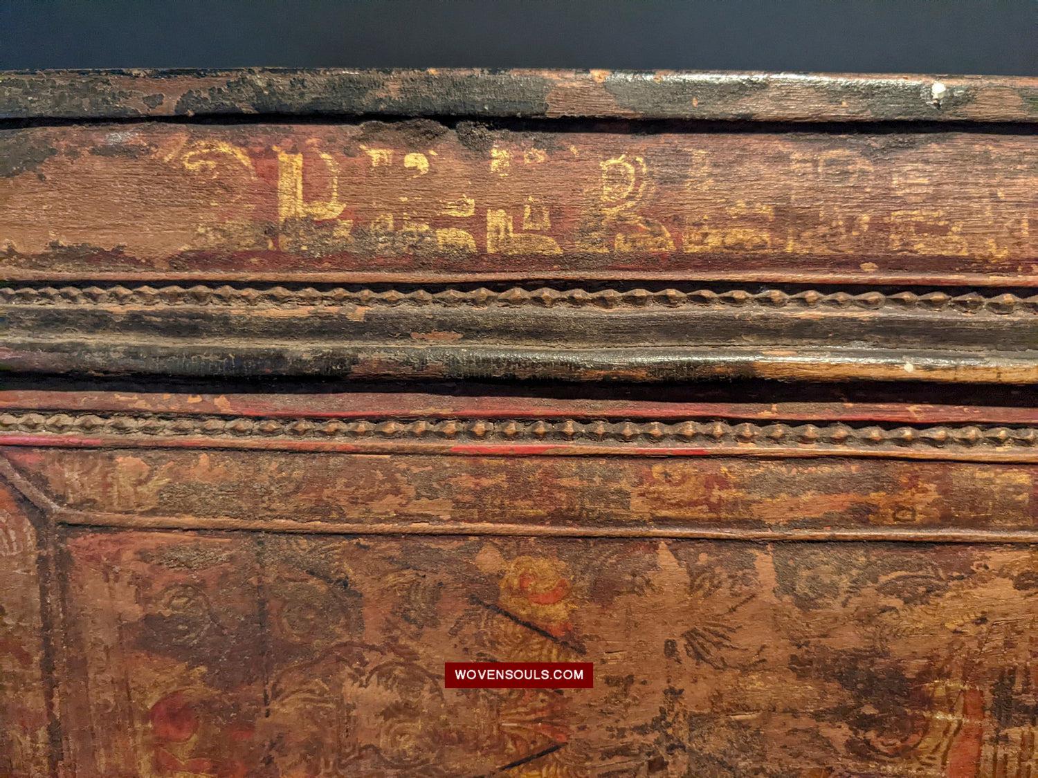 1646 Large Antique Tibetan Gilt & Carved Wood Sutra Cover-WOVENSOULS Antique Textiles & Art Gallery