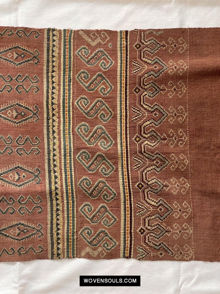1649 Antique Iban Pua Kumbu Sungkit Singkit Woven Textile with Human Figures-WOVENSOULS Antique Textiles & Art Gallery