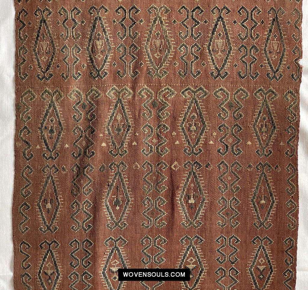 1649 Antique Iban Pua Kumbu Sungkit Singkit Woven Textile with Human Figures-WOVENSOULS Antique Textiles & Art Gallery