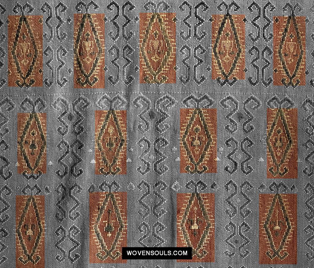 1649 Antique Iban Pua Kumbu Sungkit Singkit Woven Textile with Human Figures-WOVENSOULS Antique Textiles & Art Gallery