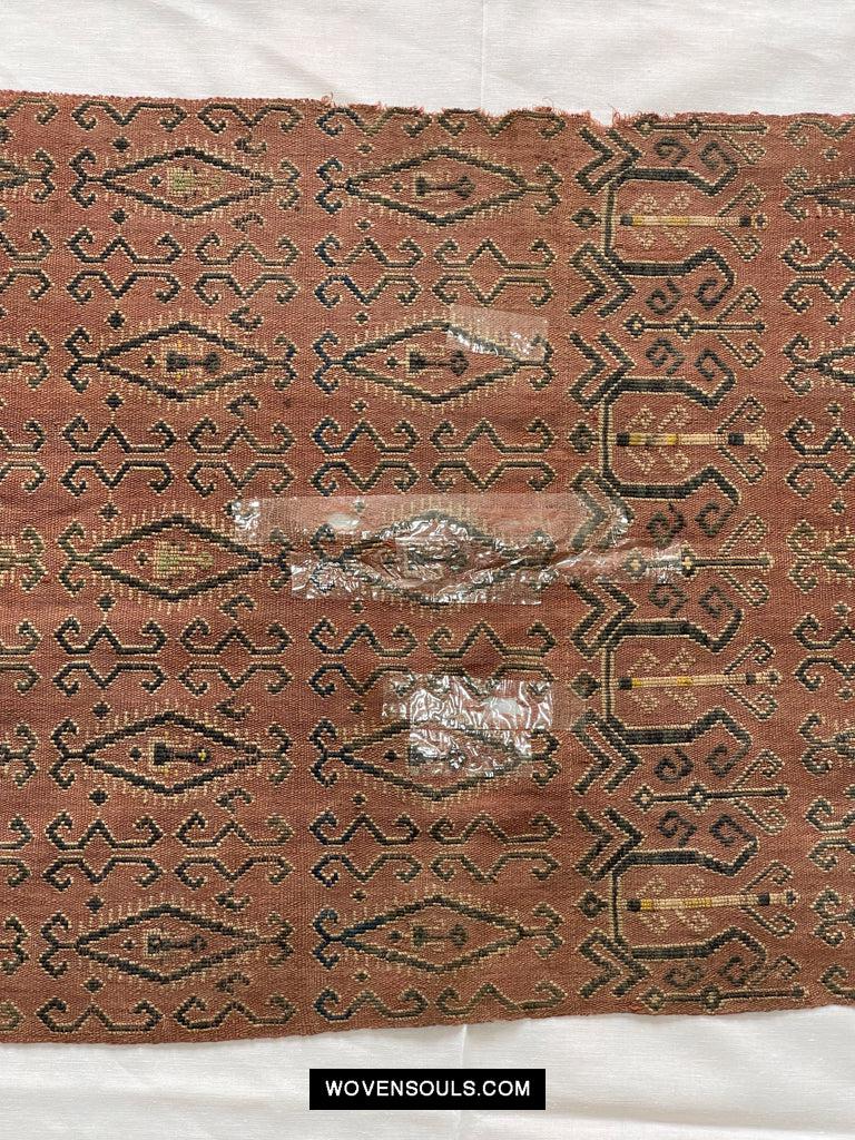 1649 Antique Iban Pua Kumbu Sungkit Singkit Woven Textile with Human Figures-WOVENSOULS Antique Textiles & Art Gallery