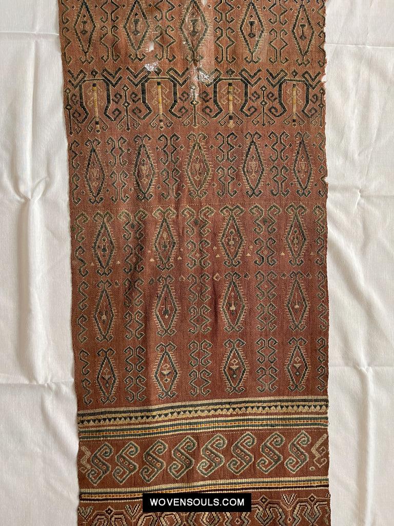 1649 Antique Iban Pua Kumbu Sungkit Singkit Woven Textile with Human Figures-WOVENSOULS Antique Textiles & Art Gallery