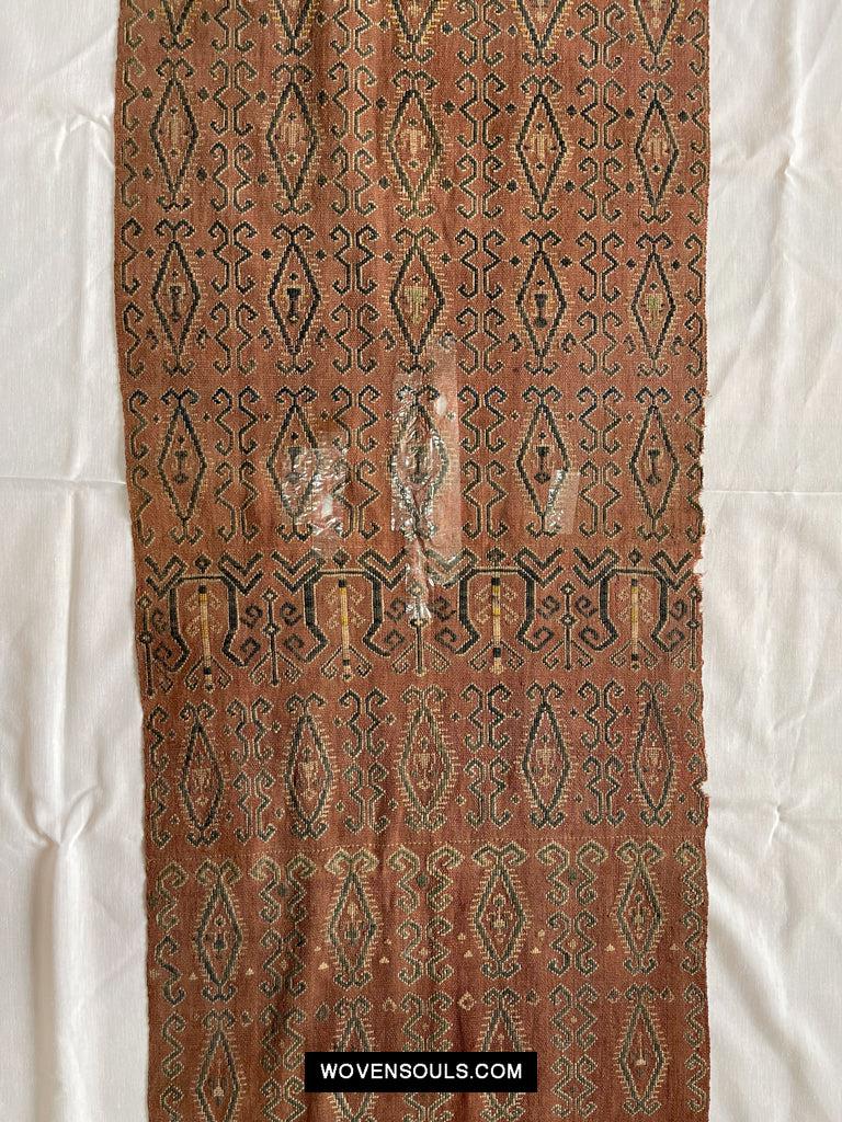 1649 Antique Iban Pua Kumbu Sungkit Singkit Woven Textile with Human Figures-WOVENSOULS Antique Textiles & Art Gallery