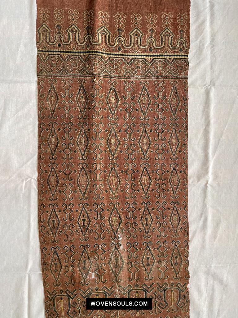 1649 Antique Iban Pua Kumbu Sungkit Singkit Woven Textile with Human Figures-WOVENSOULS Antique Textiles & Art Gallery