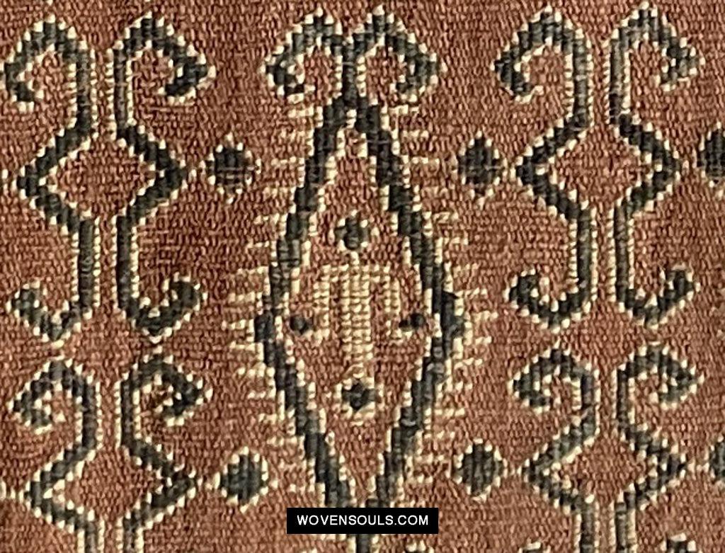 1649 Antique Iban Pua Kumbu Sungkit Singkit Woven Textile with Human Figures-WOVENSOULS Antique Textiles & Art Gallery