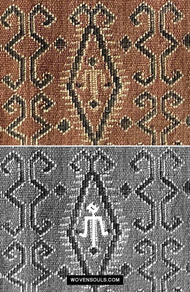 1649 Antique Iban Pua Kumbu Sungkit Singkit Woven Textile with Human Figures-WOVENSOULS Antique Textiles & Art Gallery