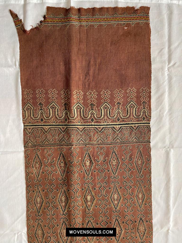 1649 Antique Iban Pua Kumbu Sungkit Singkit Woven Textile with Human Figures-WOVENSOULS Antique Textiles & Art Gallery