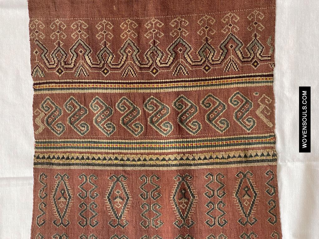 1649 Antique Iban Pua Kumbu Sungkit Singkit Woven Textile with Human Figures-WOVENSOULS Antique Textiles & Art Gallery