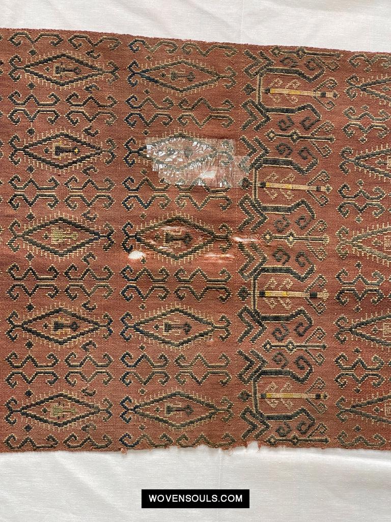 1649 Antique Iban Pua Kumbu Sungkit Singkit Woven Textile with Human Figures-WOVENSOULS Antique Textiles & Art Gallery
