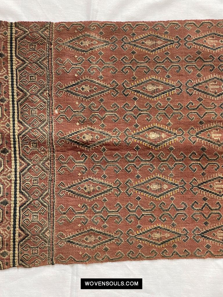 1649 Antique Iban Pua Kumbu Sungkit Singkit Woven Textile with Human Figures-WOVENSOULS Antique Textiles & Art Gallery