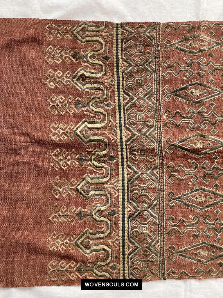 1649 Antique Iban Pua Kumbu Sungkit Singkit Woven Textile with Human Figures-WOVENSOULS Antique Textiles & Art Gallery