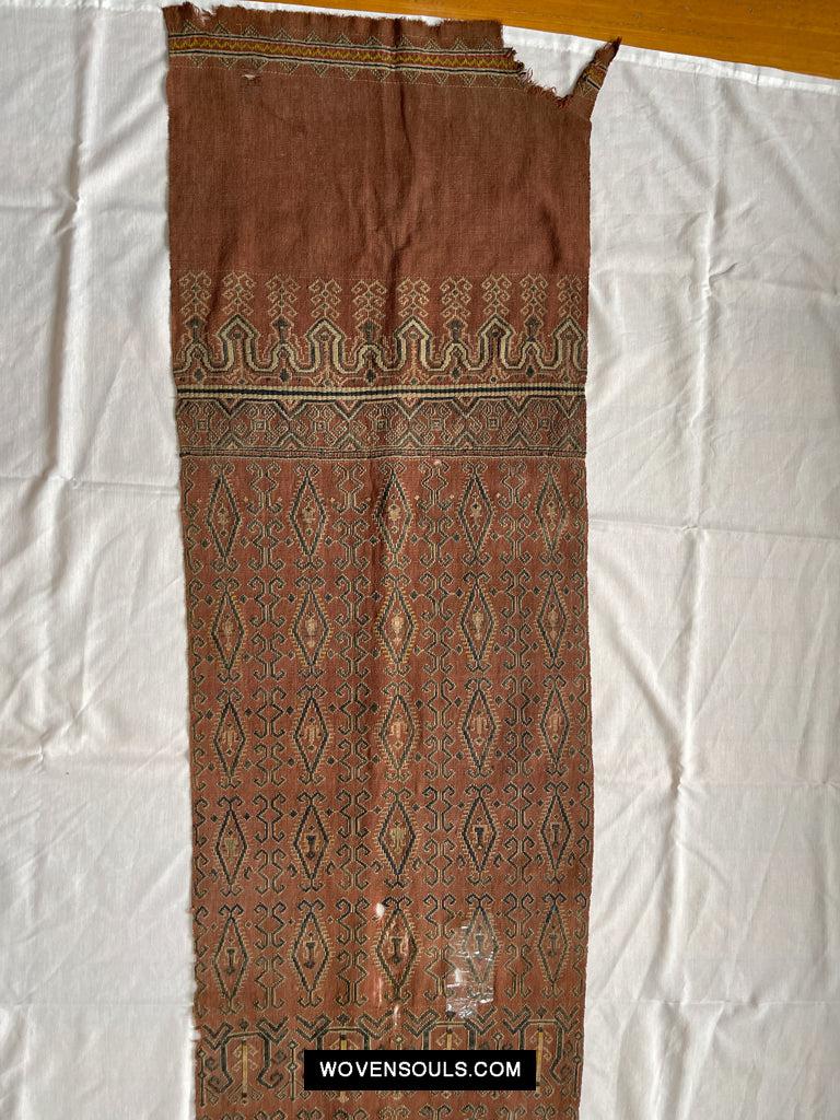 1649 Antique Iban Pua Kumbu Sungkit Singkit Woven Textile with Human Figures-WOVENSOULS Antique Textiles & Art Gallery