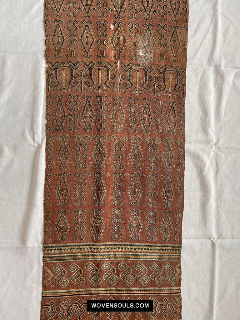 1649 Antique Iban Pua Kumbu Sungkit Singkit Woven Textile with Human Figures-WOVENSOULS Antique Textiles & Art Gallery