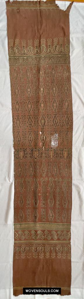 1649 Antique Iban Pua Kumbu Sungkit Singkit Woven Textile with Human Figures-WOVENSOULS Antique Textiles & Art Gallery