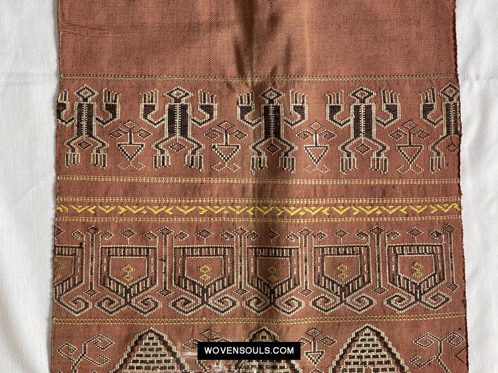 1650 Antique Iban Pua Kumbu Sungkit Singkit Woven Textile with Serpent Dragon-WOVENSOULS Antique Textiles & Art Gallery