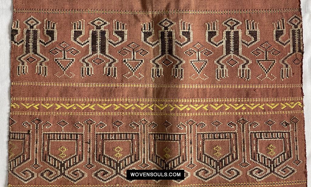 1650 Antique Iban Pua Kumbu Sungkit Singkit Woven Textile with Serpent Dragon-WOVENSOULS Antique Textiles & Art Gallery