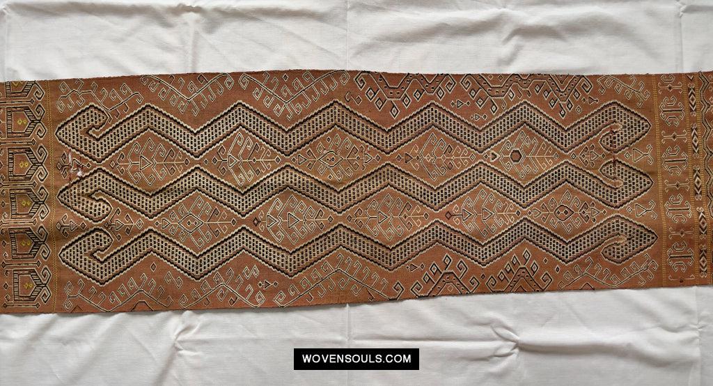 1650 Antique Iban Pua Kumbu Sungkit Singkit Woven Textile with Serpent Dragon-WOVENSOULS Antique Textiles & Art Gallery