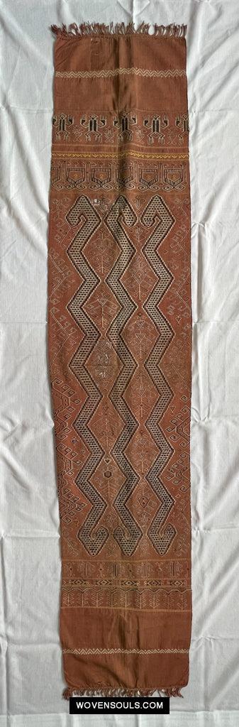 1650 Antique Iban Pua Kumbu Sungkit Singkit Woven Textile with Serpent Dragon-WOVENSOULS Antique Textiles & Art Gallery