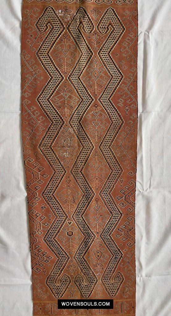 1650 Antique Iban Pua Kumbu Sungkit Singkit Woven Textile with Serpent Dragon-WOVENSOULS Antique Textiles & Art Gallery