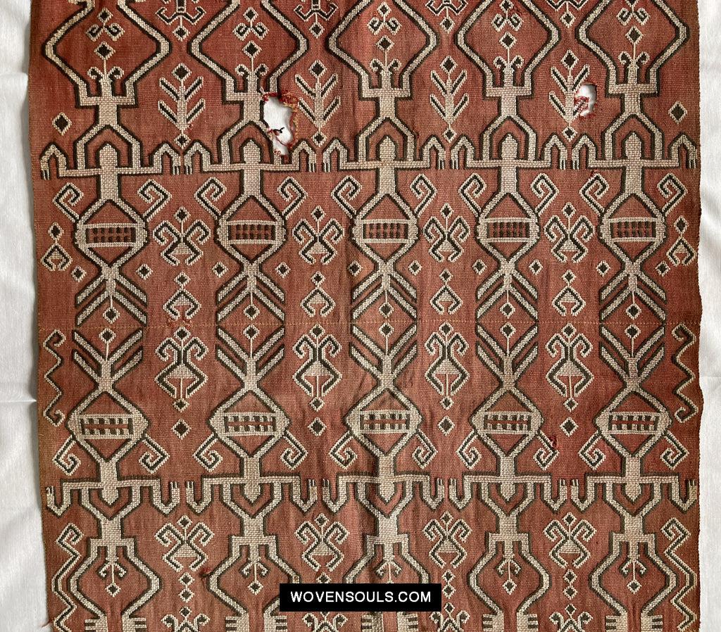 1651 Antique Iban Pua Kumbu Sungkit Singkit Woven Textile with Human Figures-WOVENSOULS Antique Textiles & Art Gallery