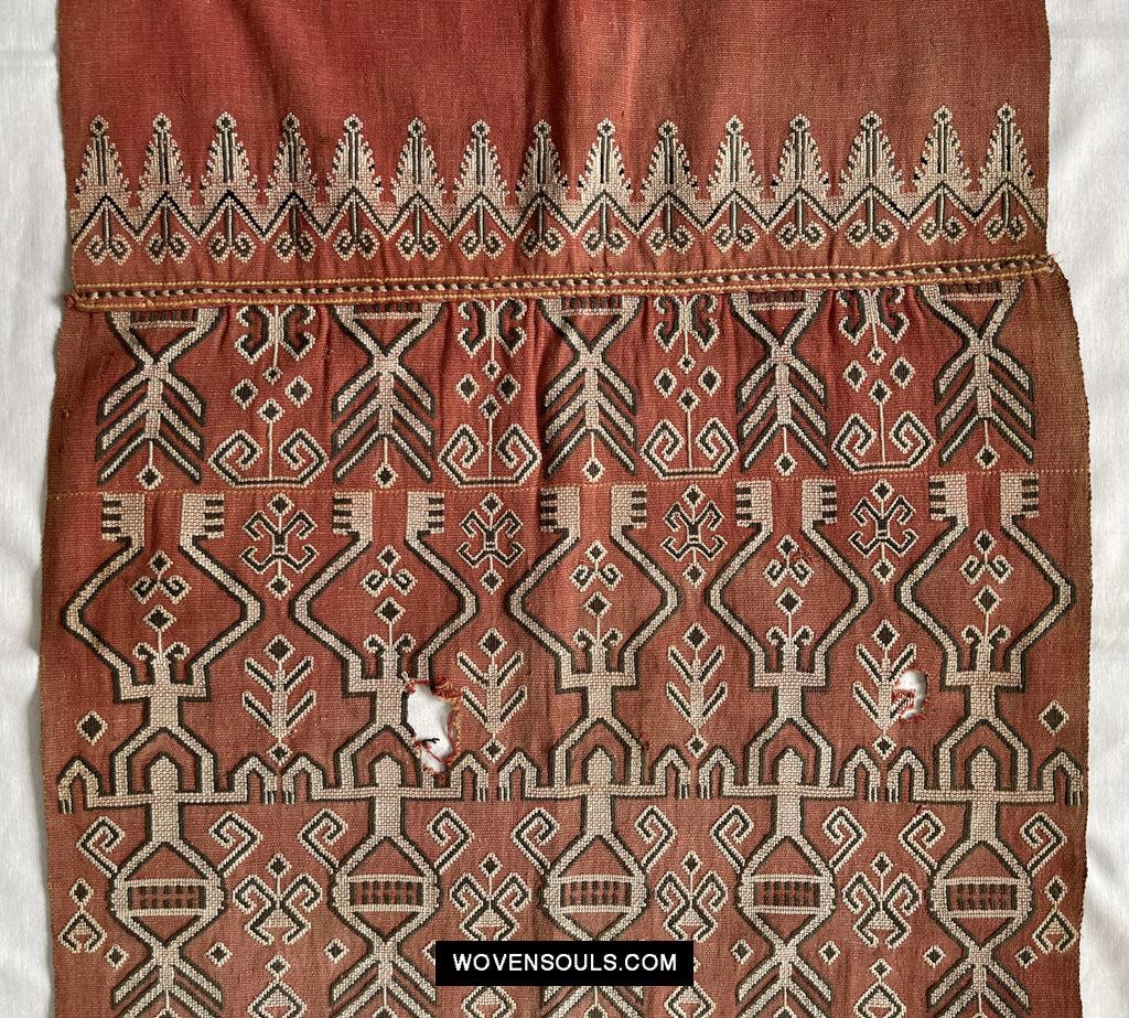 1651 Antique Iban Pua Kumbu Sungkit Singkit Woven Textile with Human Figures-WOVENSOULS Antique Textiles & Art Gallery