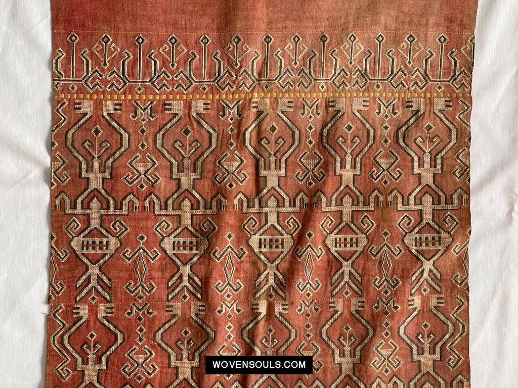 1651 Antique Iban Pua Kumbu Sungkit Singkit Woven Textile with Human Figures-WOVENSOULS Antique Textiles & Art Gallery