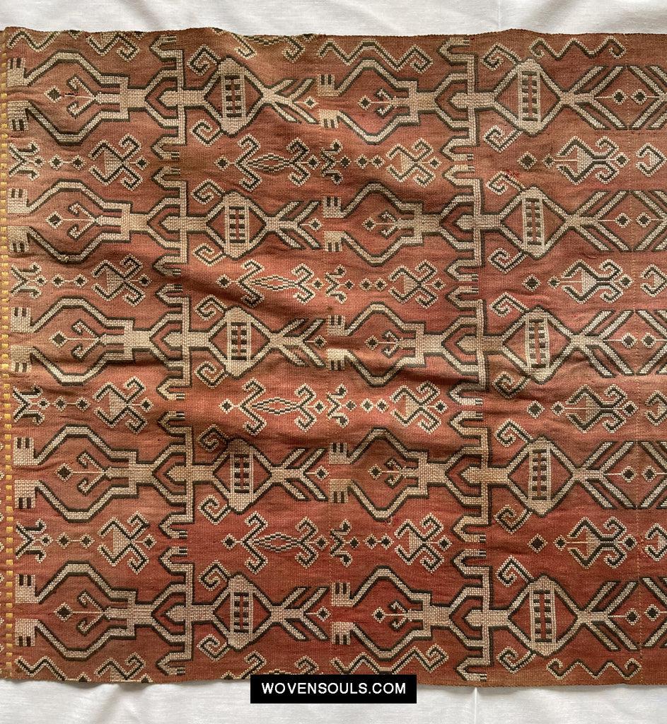 1651 Antique Iban Pua Kumbu Sungkit Singkit Woven Textile with Human Figures-WOVENSOULS Antique Textiles & Art Gallery
